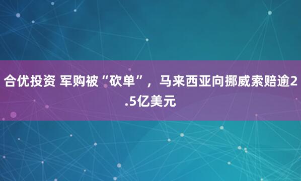 合优投资 军购被“砍单”，马来西亚向挪威索赔逾2.5亿美元
