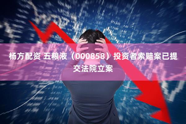 杨方配资 五粮液（000858）投资者索赔案已提交法院立案